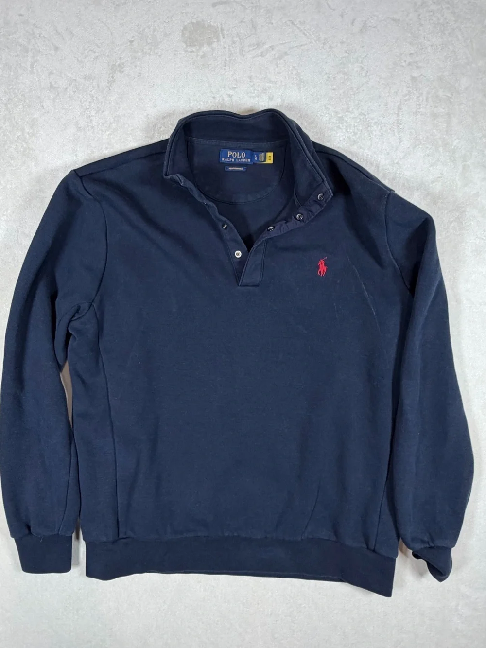 Polo Ralph Lauren Large Performance Navy Long-Sleeve Rugby Pullover Red Pony